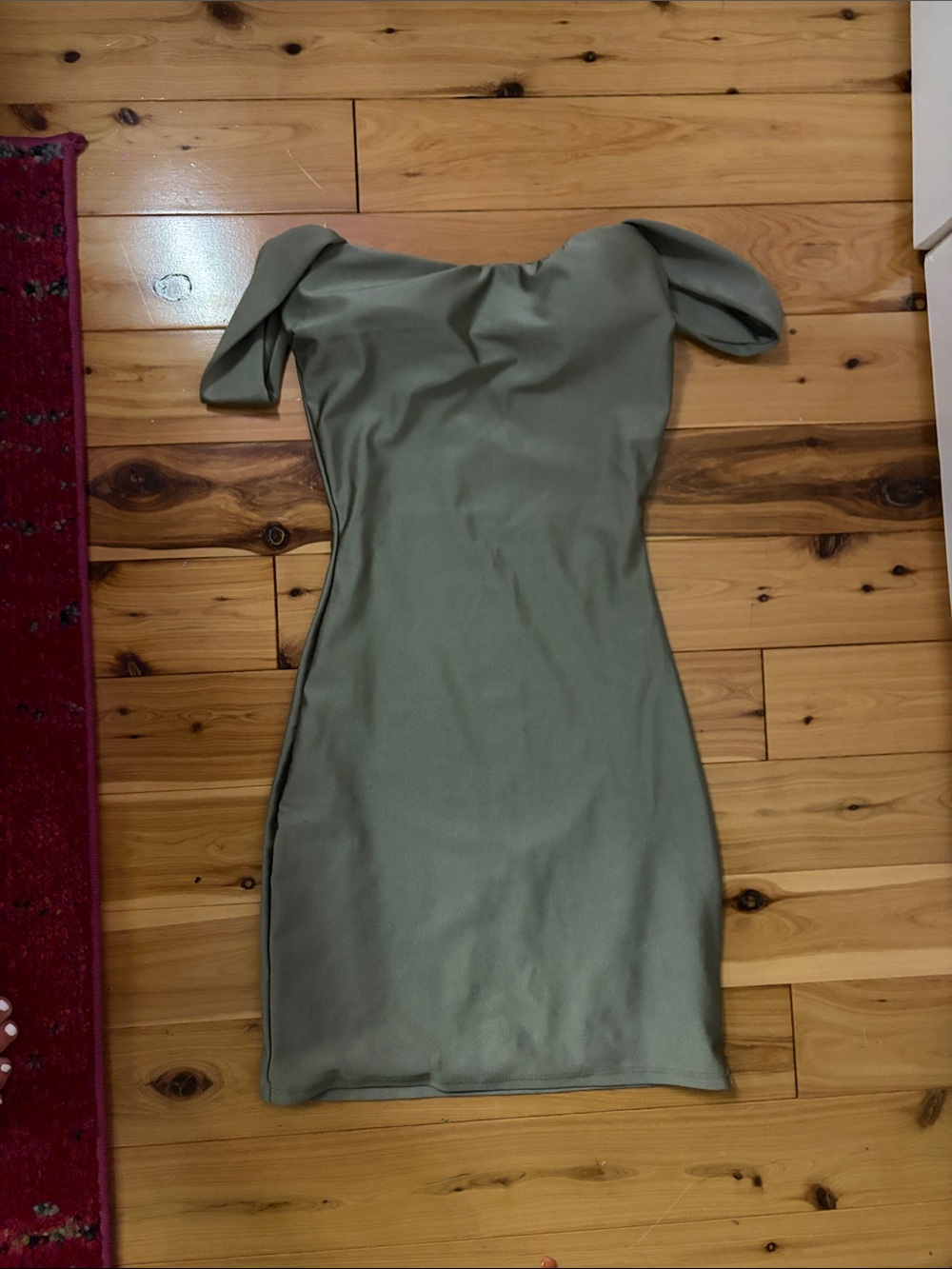 Windsor Sage Green Off-Shoulder Mini Dress